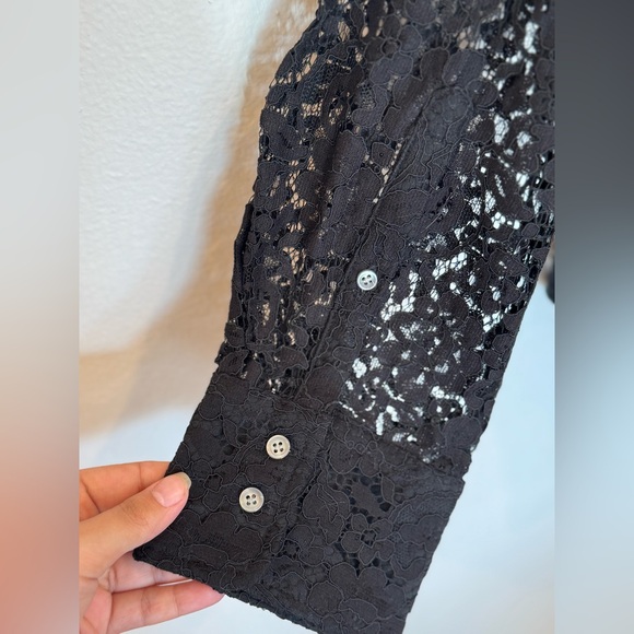 J. Crew black lace long sleeve button down. NWT - Picture 6 of 7